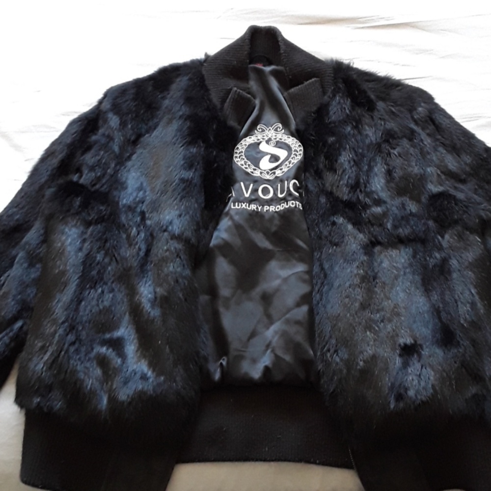 Genuine Davoucci 2X Black Rabbit Fur Coat